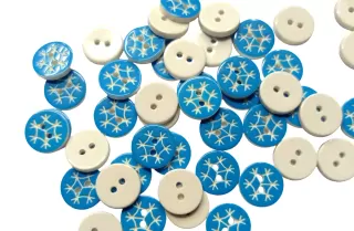 Gombík modrý "biela vločka" - 13 mm
