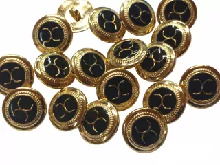 Gombík zlato-čierny "zlatý ornament" - 15 mm