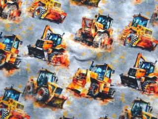 Teplákovina sivá "traktor, bager" - digitálna tlač