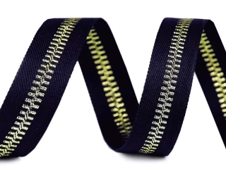 Stuha odevná modrá "zlatý zips" - 20 mm