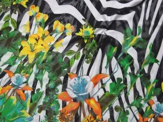 Úplet bielo-čierny "kvety, zebra" - bordúra obojstranná