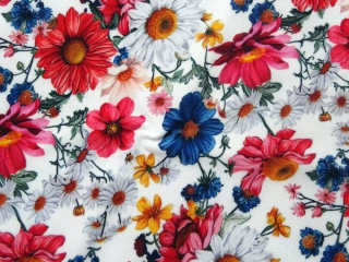 Úplet biely "kvety" - digitálna tlač 