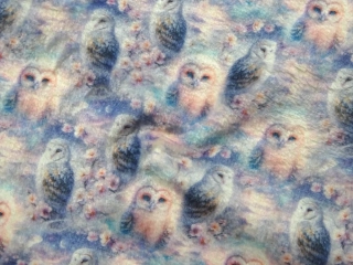 Fleece farebný "sova" - digitálna tlač 