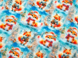 Fleece modrý "líška v zime"