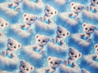 Fleece modrý "macko na obláčiku" 