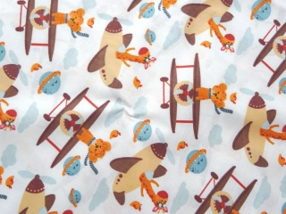 Bavlna biela "zvieratká v lietadle"