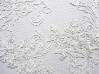 Krajka na monofile "ivory kvety a listy"