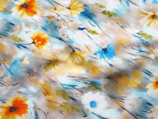 Šatovka prírodná béžovo-modrá "kvety" 