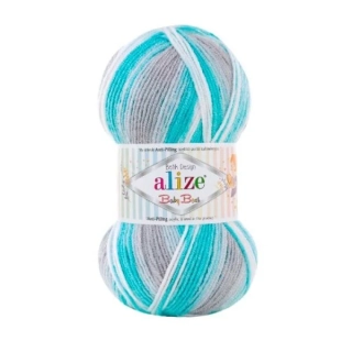 Vlna Alize Baby Best "bielo-sivo-tyrkysový melír" 