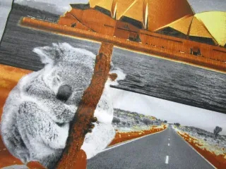 Bavlna hnedo-sivá "Sydney, Australia"