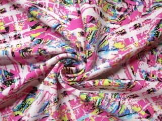 Šatovka biela "ružovo-žlto-modro-čierny vzor"