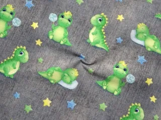 Úplet sivý denim "dinosaurus, hviezdička" - počesaný